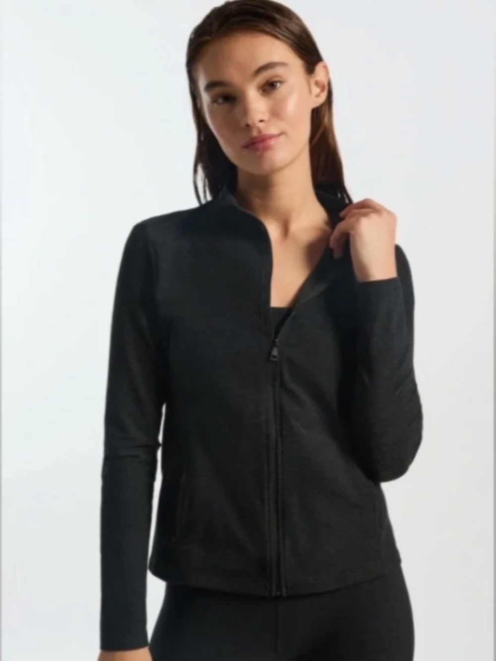 Beyond Yoga On The Go Mock Neck Jacket Black